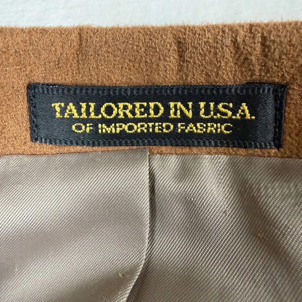 Faux Suede Blazer Mens 40S Camel Brown 3 Button Tailored‎ Norm Thompson USA Made